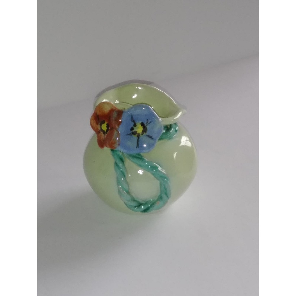 Vtg Italian Miniature Bud /Succulent Vase Blue Orange Flowers Signed Numbered b9